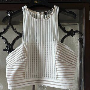 Textured cream and gold/beige crop top. NWOT. Size L. $25